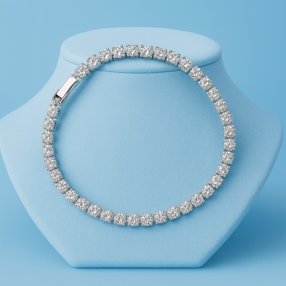 Tennis Bracelet Gold Plated 4.0mm Round Cubic Zirconia